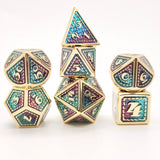Dungeons & Dragons Metal Dice Set - Dragon Scale Shiny Gold with Blue Mix Purple