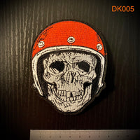 Skull with Helmet Iron On Patch
