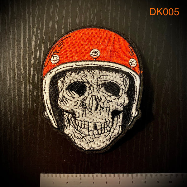 Skull with Helmet Iron On Patch