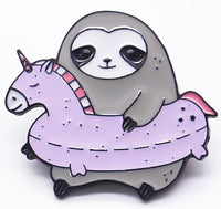 Sloth with Purple Unicorn Floater Ring Pin